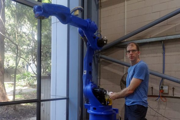 Holger with robot holger-robot